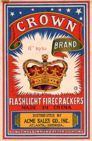 Crown Brand Firecracker Brick Label,  Class 1,  80/20 