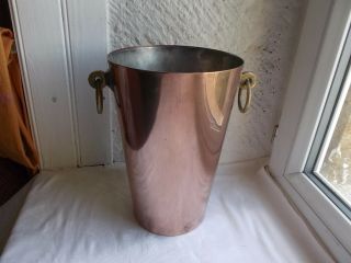 French Classic Copper Ice Champagne Bucket Solid Brass Handles Marked