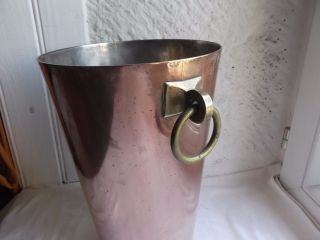 French classic copper ice champagne bucket solid brass handles marked 5