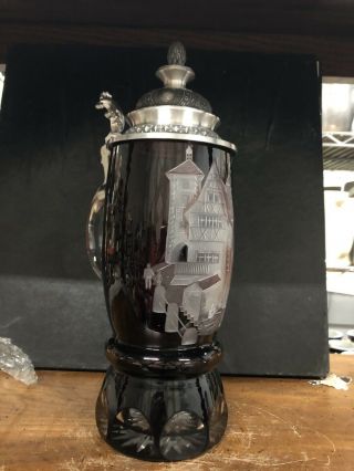 German Bavarian Stein - Etched Ruby Red Glass - Limited Edition - Exquisite