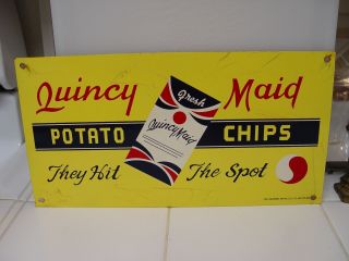 Quincy Maid Potato Chips They Hit The Spot Metal Advertising Chip Rack Sign