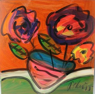 Signed Peter Keil German Neo Expressionist Floral Still Life Oil Painting Listed