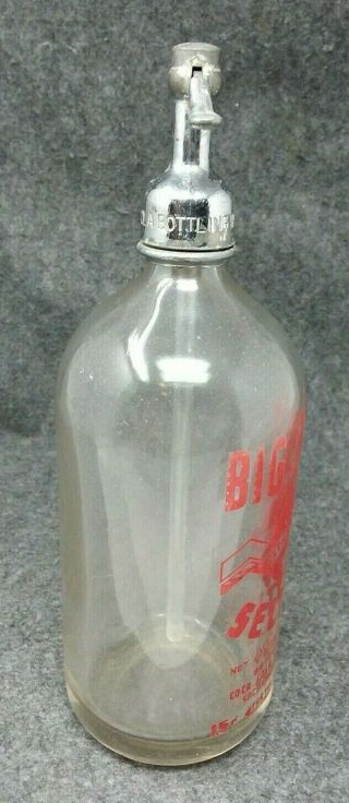 BIG CHIEF Seltzer Siphon Bottle ACL Coca Cola Bottling Co.  Sacramento CA Indian 3
