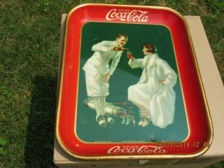 Coca Cola Coke 1926 Metal Serving Tray The Golfers American Art Cond.