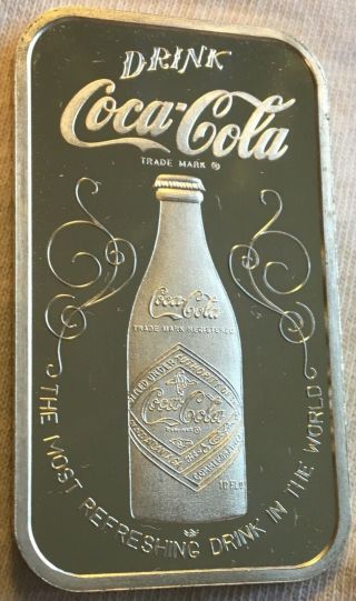 Coca - Cola 1 Troy Oz Silver Art Bar 1976 Cincinnati Ohio 999 Fine Coke Drink