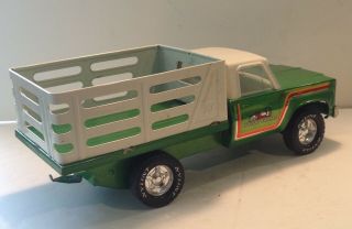 Vintage NYLINT Farms Pressed Steel Livestock Truck With Trailer 7