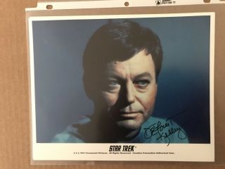 Deforest Kelley Signed Autographed Color Photo Star Trek Rare Bones To Jeff