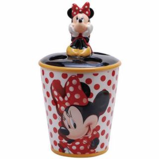 Disney Minnie Mouse Figurine Toothbrush Holder Statue Figure Polka Dots Red