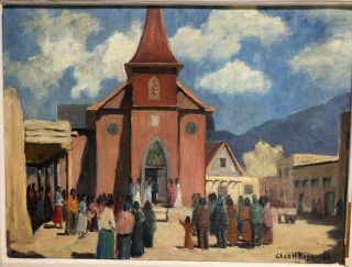 Charles H Reynolds Taos Nm Signed Oil On Board Guadalupe Wedding 1954 Southwest