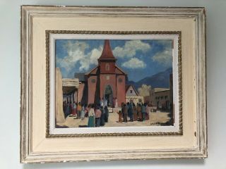 CHARLES H REYNOLDS TAOS NM signed oil on board Guadalupe Wedding 1954 Southwest 5