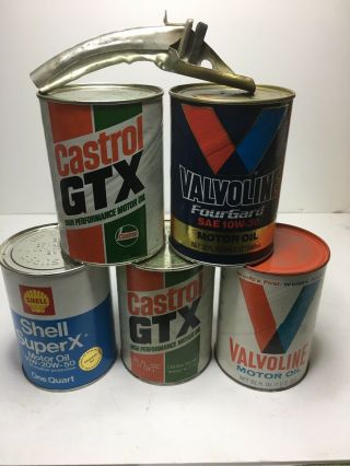 Vintage Motor Oil Cans With Spout.  (full)