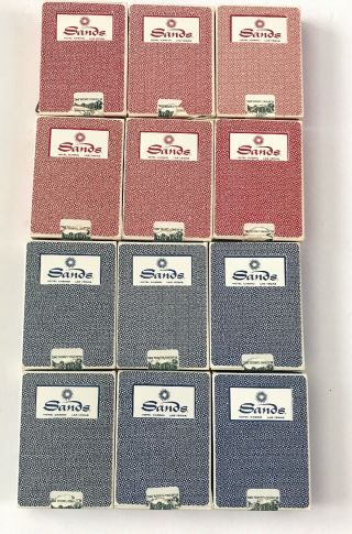 Sands Hotel & Casino Las Vegas Red/blue Playing Cards Table Played Vintage