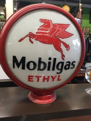 Orginal Mobilgas Ethyl & Special Top Globe In Metal Frame 21 H 20 W 6 D We Ship