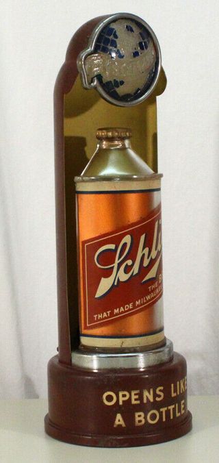 SCHLITZ LIGHTED BACK BAR CONE TOP BEER CAN ADVERTISING SIGN MILWAUKEE,  WISCONSIN 10