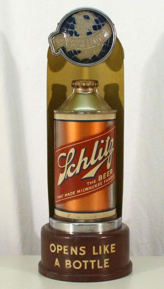 Schlitz Lighted Back Bar Cone Top Beer Can Advertising Sign Milwaukee,  Wisconsin
