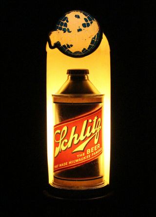 SCHLITZ LIGHTED BACK BAR CONE TOP BEER CAN ADVERTISING SIGN MILWAUKEE,  WISCONSIN 2