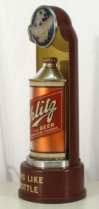 SCHLITZ LIGHTED BACK BAR CONE TOP BEER CAN ADVERTISING SIGN MILWAUKEE,  WISCONSIN 9
