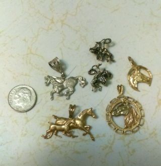 14k Gold And Silver Horse Charms