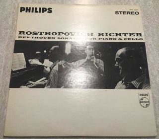 Philips Rostropovich Richter Beethoven Sonatas Piano Cello 2 Lp Phs 2 - 920 Nm