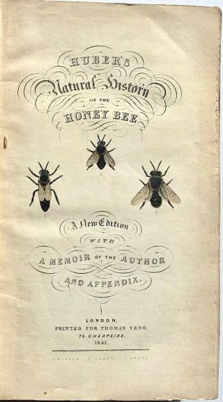 1841 Huber OBSERVATIONS on the NATURAL HISTORY of the HONEY BEE 352pp/ENGRAVINGS 2