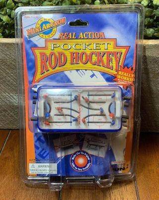Take Along Mini Arcade Real Action Pocket Rod Hockey Bfi 1997
