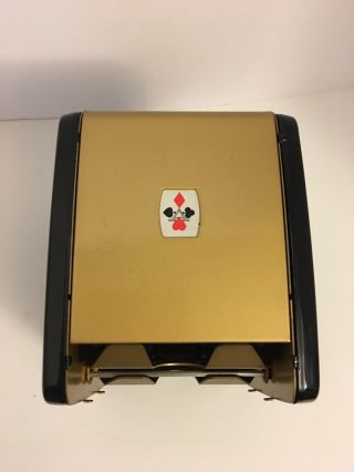 Vintage Arrco Black & Gold Playing Card Shuffler No.  750 Battery Operated w/Box 7