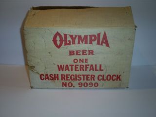 Vintage Olympia Beer Clock & Cash Register Light With The Waterfall In Motion