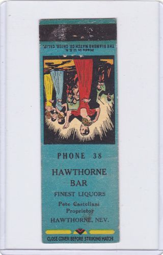 Hawthorne Bar / Casino Matchcover (east St 1930 