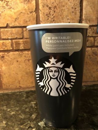 Starbucks Black Writable Siren Mermaid 12 Oz Ceramic Tumbler Travel Mug Cup
