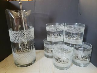 Old Forester American Premium Whisky Pitcher Stirrer 6 Highball Glasses