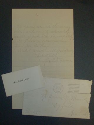 Outlaw Frank James letter by his wife - Jesse James - Quantrill ' s Guerrillas 4