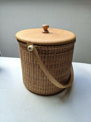 Nantucket Basket Ice Bucket Nautical Decor Barware House Warming Cape Cod Gift