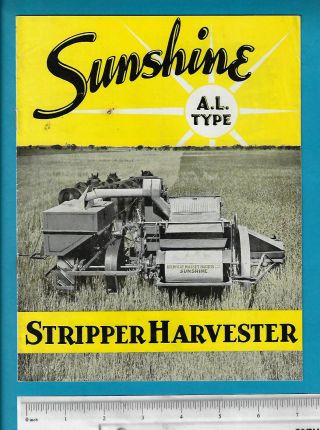 Sunshine Massey A.  L.  Type Stripper Harvester 8 Page Brochure