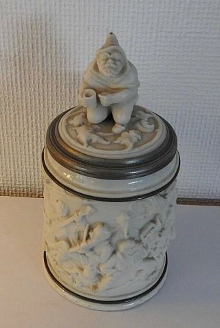 antique Mettlach 1/2L Gnome Parian beer stein Villeroy Boch V&B 485 character 2