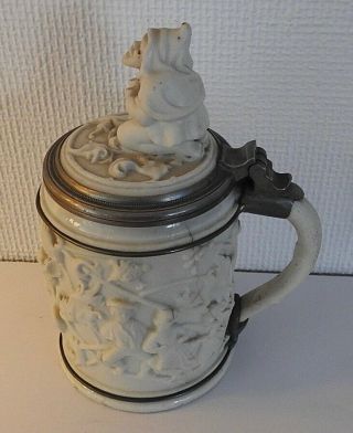 antique Mettlach 1/2L Gnome Parian beer stein Villeroy Boch V&B 485 character 3