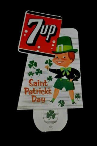Vintage 7 - Up Cardboard Bottle Topper Advertising Sign - St.  Patrick 
