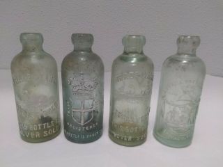 4 Very Rare Chicago Hutch Soda Bottles Chicago Il Caveman Ship Imperial Crown