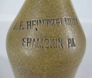 Antique 19th C Pre Prohibition Stoneware Beer Bottle Hf Heintzelman Error Yqz