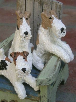 Wire Fox Terrier Adult Pair & Pup Rustic Beach Chair