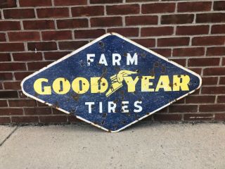 Porcelain Goodyear Farm Tires Sign Gas Oil Agriculture 2
