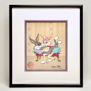 Chuck Jones Bugs Bunny & Mon Cherrie 486/500 Animation Cel,  Signed & Framed