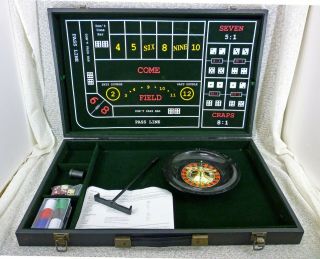 Vintage Traveling Casino Game Set Roulette Craps Blackjack