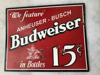 Anheuser Busch Budweiser Porcelain 15 Cents —not Retro In Bottles Beer