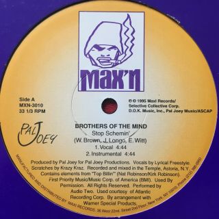 Brothers Of The Mind Stop Schemin (1995) 12 " Rare Hardcore Hip Hop Rap Max 