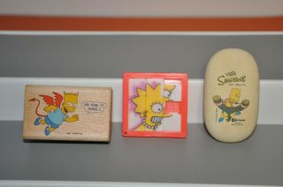 The Simpsons=3 Various Simpsons Collectibles:eraser,  Game Piece,  Rubber Stamp