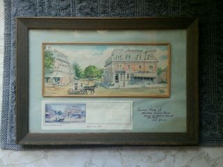 Samuel Emrys Evans Signed Watercolor Painting Mural With Horse And Mail Carriage