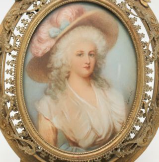 Continental Hand Painted Miniature Portrait of a Beauty,  Artist Signed,  c.  1900. 2