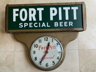 Fort Pitt Special Beer Clock And Light Up Sign.  From The 30 