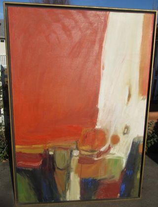Massive Fine Mid Century 1967 Signed Abstract Oil Painting Modernist Joe Cox