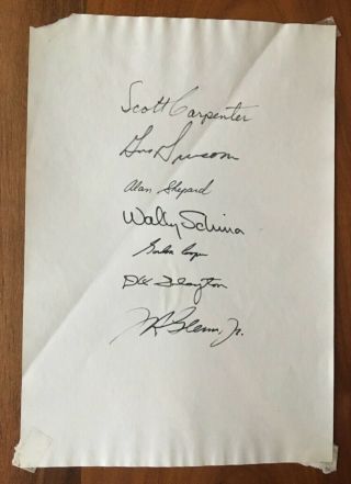 Mercury 7 All Astronauts Signed On Paper
